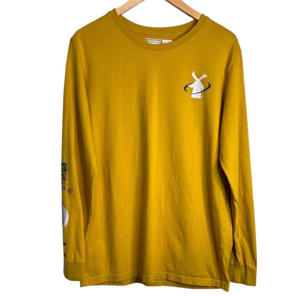 DUTCH BROS Shirt A Better World Long Sleeve in Mustard Yellow Men's Large
